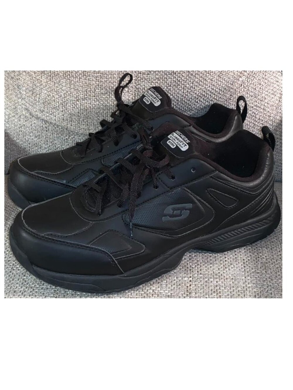 Skechers Dighton Men's Black Leather Slip Resistant Lace Work Shoes (size 11 EW)